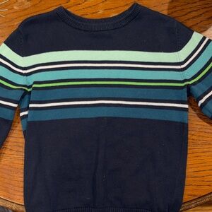 The Children's Place Navy and Teal Striped Crewneck Sweater